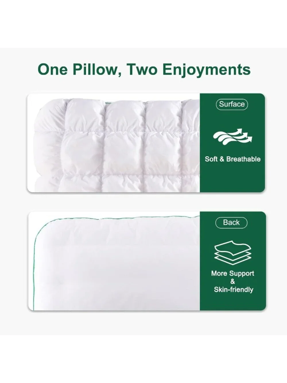 〽️Fluffy Support Bed Pillow Queen Size Super Soft Premium Down Alternative White